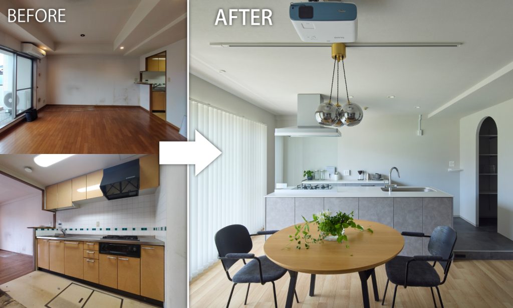 おしゃれなキッチン空間リフォームのBEFOREAFTER