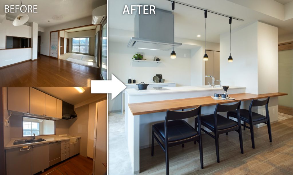 ナチュラルなキッチン空間リフォームのBEFOREAFTER